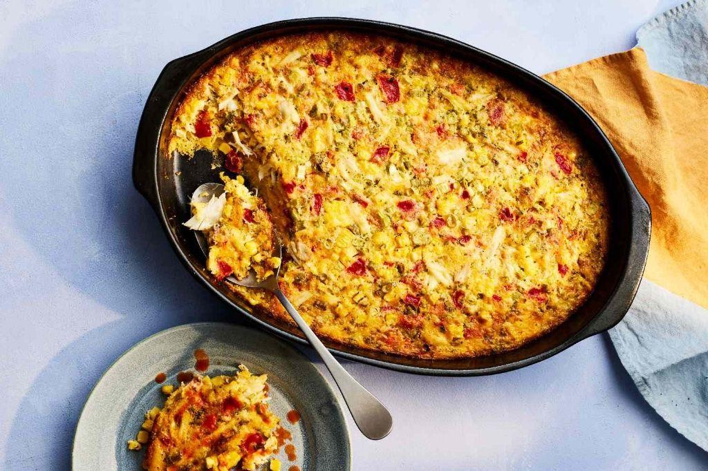 Spicy Crab and Cornbread Casserole