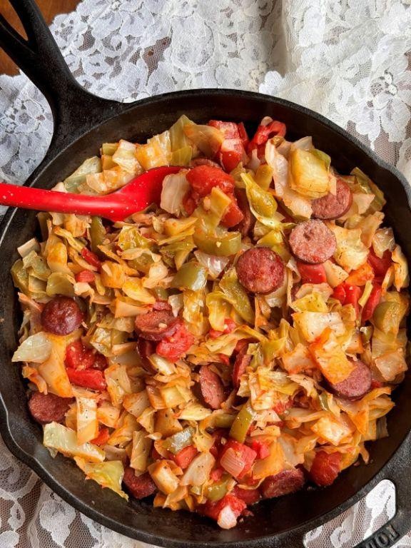 Spicy Fried Cabbage with Sausage