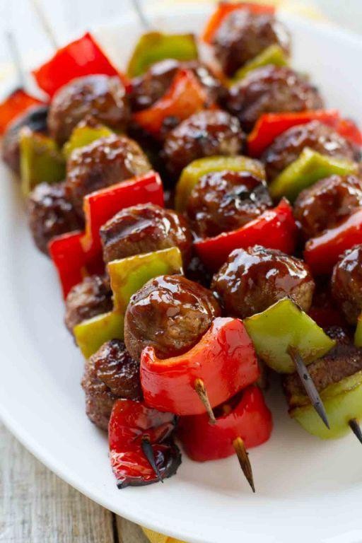 Spicy Frozen Meatball Skewers