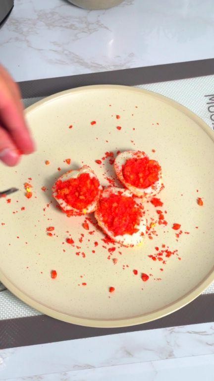 Spicy Hot Cheeto Deviled Eggs