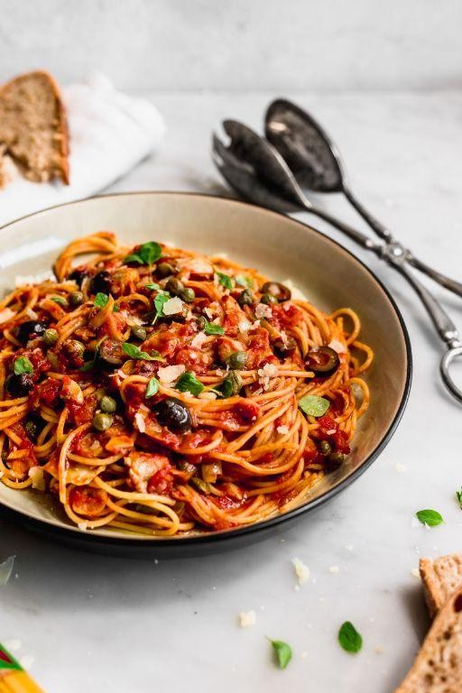 Spicy Olive and Tomato Pasta