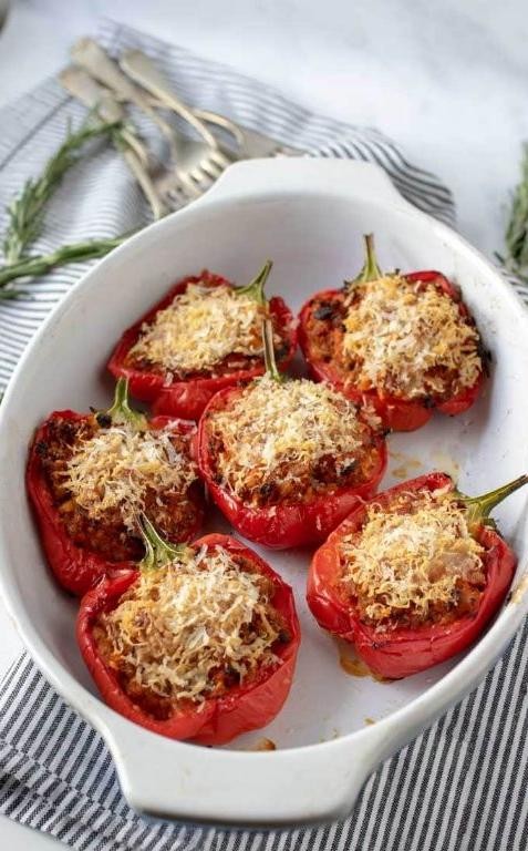 Spicy Pork and Rice Stuffed Peppers