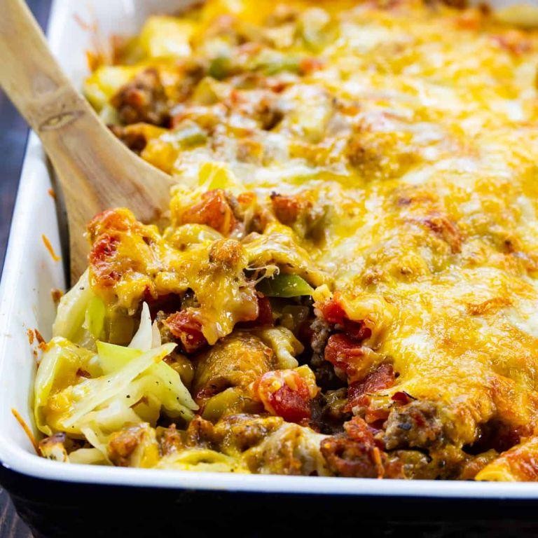 Spicy Sausage and Cabbage Casserole