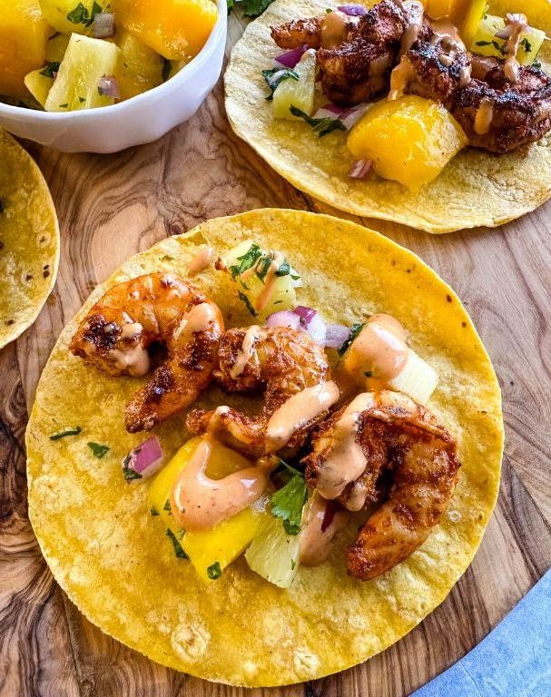 Spicy Scallop and Shrimp Tacos
