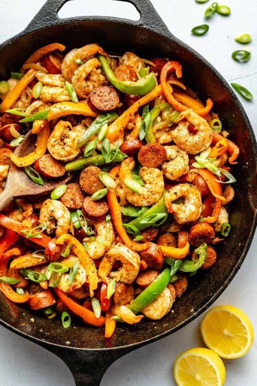 Spicy Shrimp and Sausage Skillet