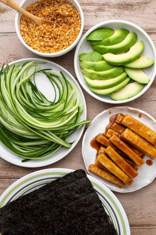 Spicy Tofu and Cucumber Rolls