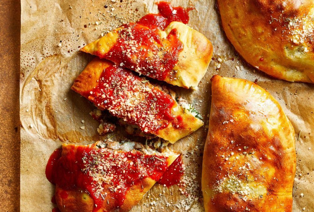 Spinach Ground Beef and Mozzarella Calzones