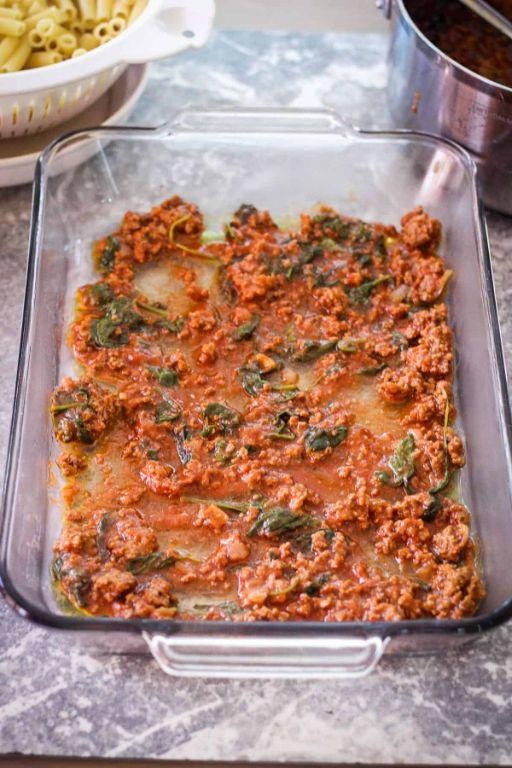 Spinach Ground Beef and Tomato Casserole