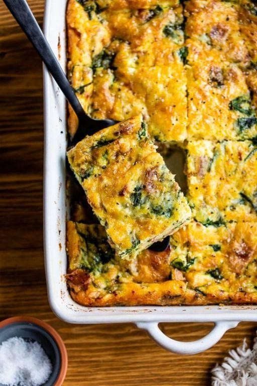 Spinach and Bacon Casserole with Cheddar Cheese
