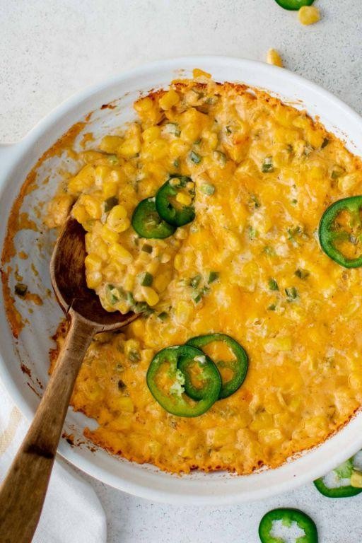 Spinach and Corn Casserole with Jalapeños