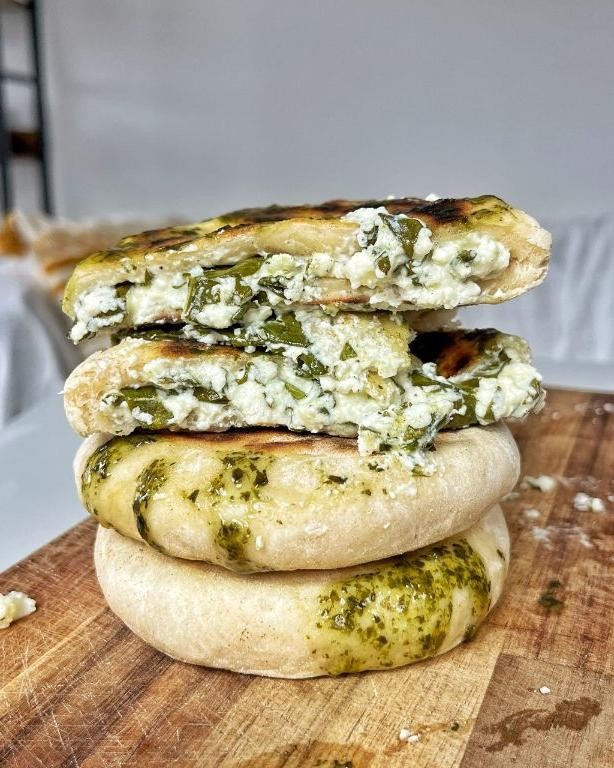 Spinach and Feta Stuffed Bagel