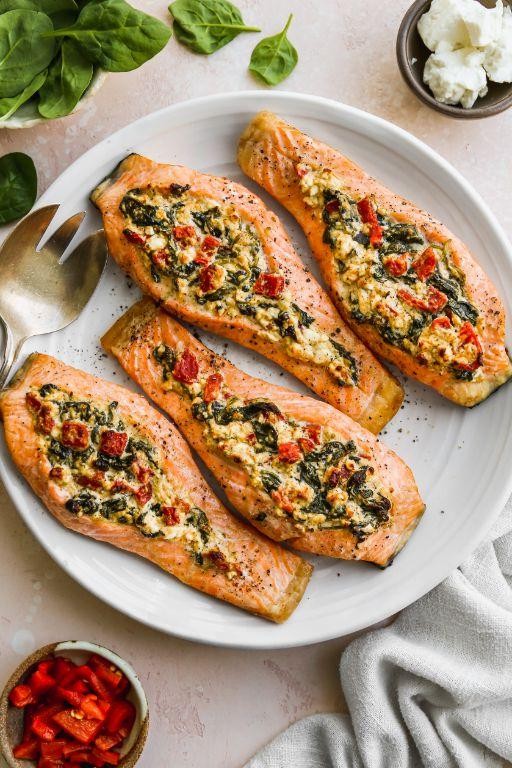 Spinach and Feta Stuffed Salmon