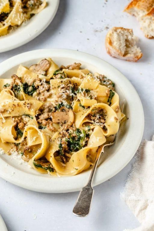 Spinach and Ground Beef Pasta Bake