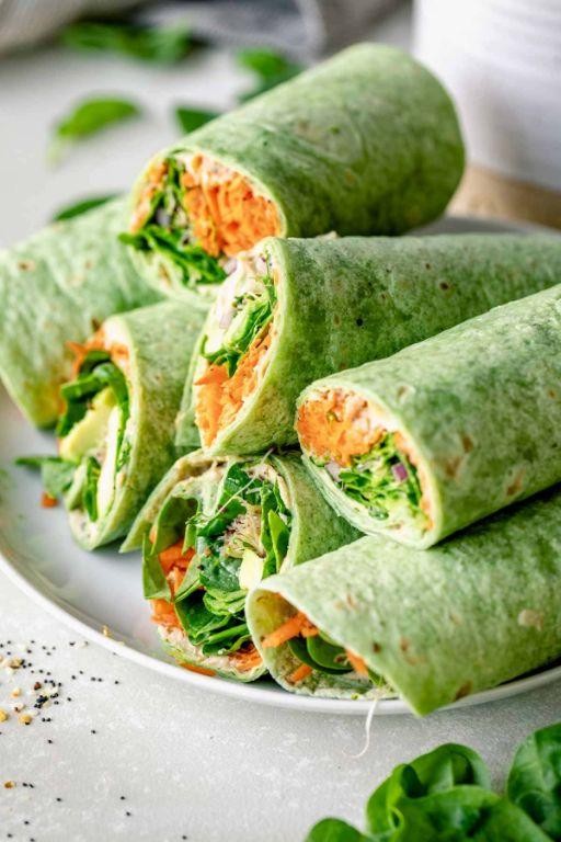 Spinach and Hummus Veggie Wrap