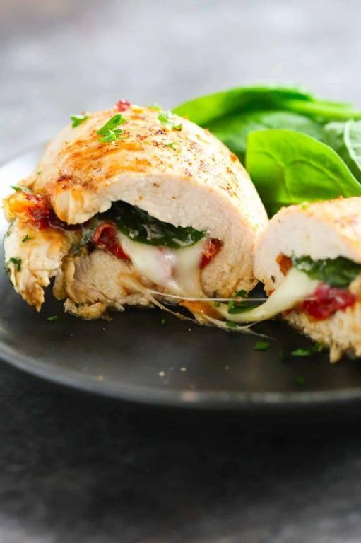 Spinach and Mozzarella Stuffed Chicken Breast