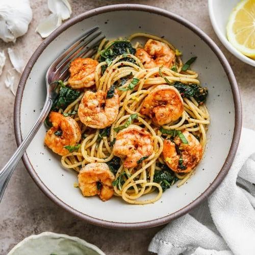Spinach and Shrimp Casserole with Lemon Herb Sauce