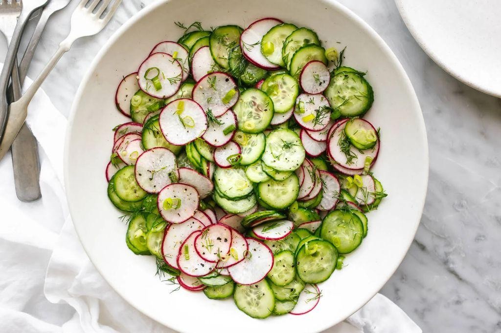 Spiralized Radish and Cucumber Salad