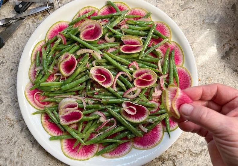 Spiralized Watermelon Radish Salad