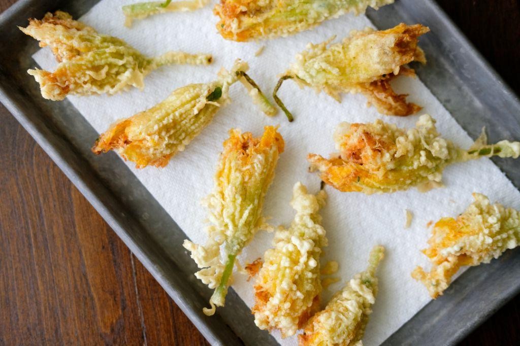 Squash Blossom Stuffed with Crab Meat
