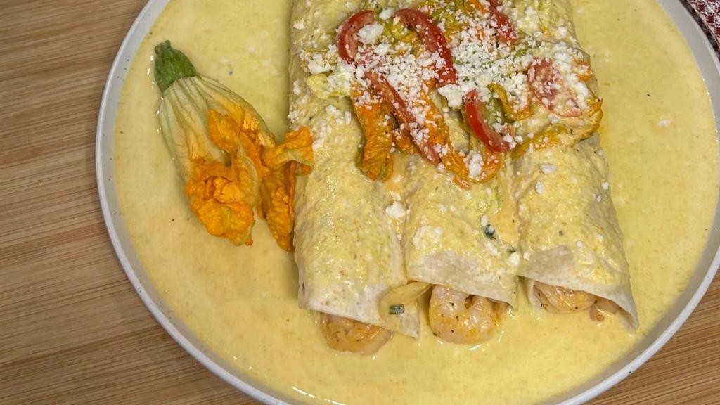Squash Blossom and Chicken Enchiladas