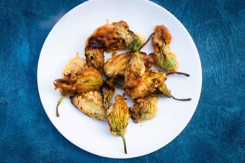 Squash Blossom and Eggplant Parmesan