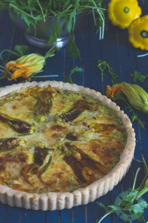 Squash Blossom and Goat Cheese Tart