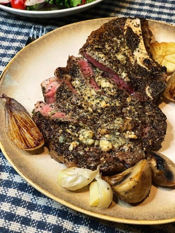 Steak Au Poivre with Blue Cheese Butter