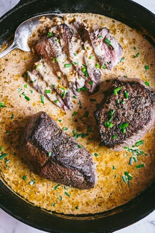 Steak Au Poivre with Mustard Cream Sauce