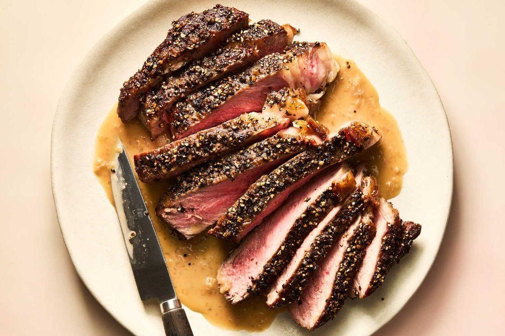 Steak Au Poivre with a Balsamic Glaze