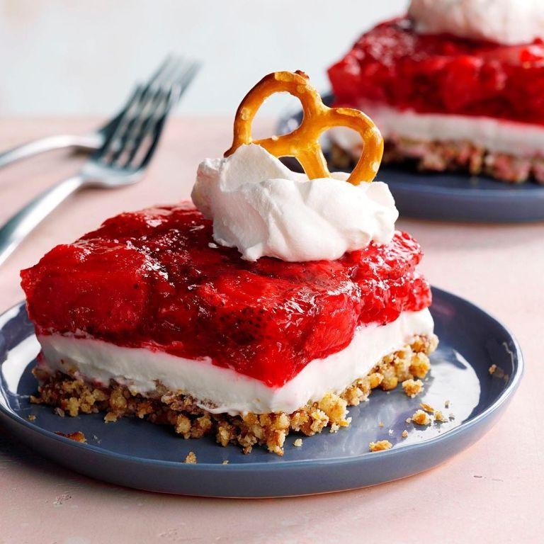 Strawberry Jello with Pretzel Crust