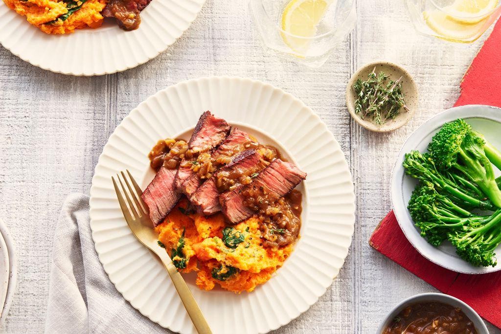 Strip Loin Steak with Sweet Potato Mash