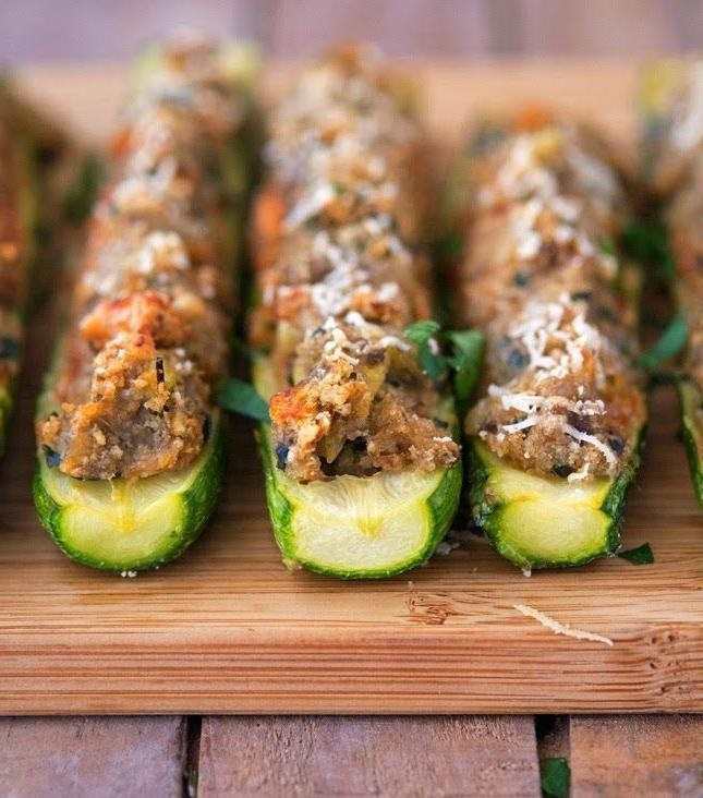 Stuffed Eggplant and Zucchini Boats