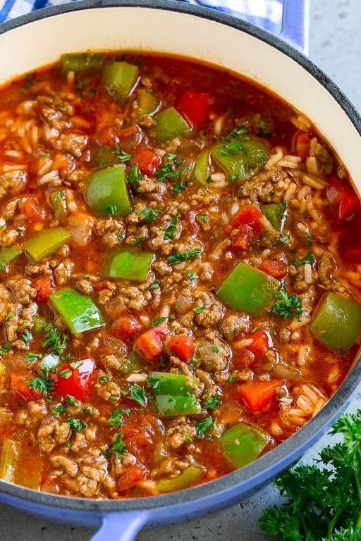 Stuffed Pepper Soup with Corn
