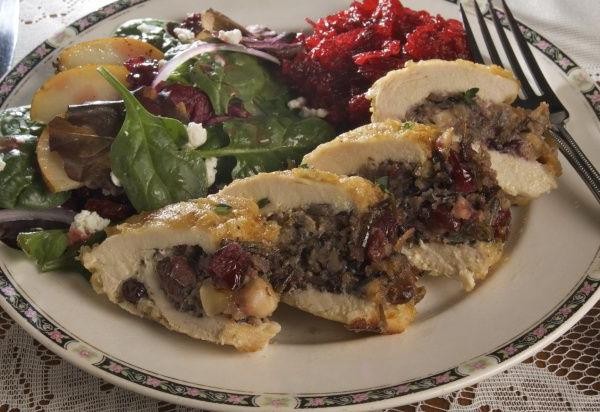 Stuffed Silkie Chicken with Wild Rice and Cranberries