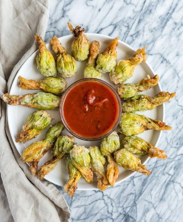 Stuffed Squash Blossoms with Ricotta and Herbs