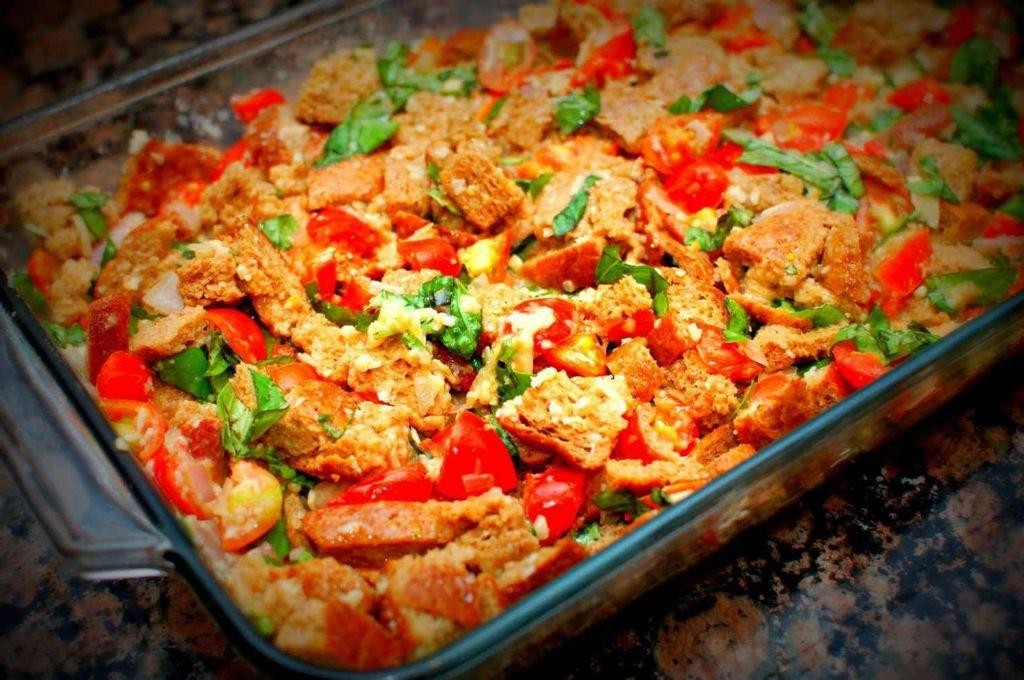Sun-Dried Tomato and Basil Savory Bread Pudding