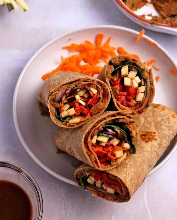Sun-Dried Tomato and White Bean Veggie Wrap
