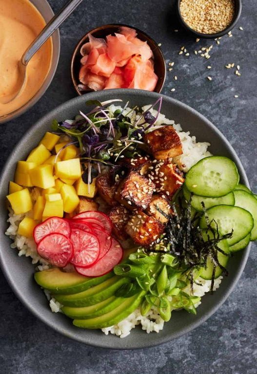 Sushi Buddha Bowl with Avocado and Cucumber