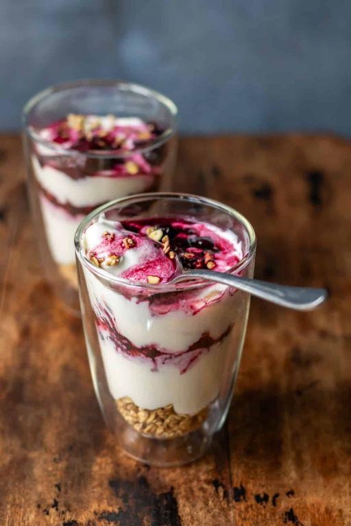 Sweet Blended Cottage Cheese and Berry Parfait