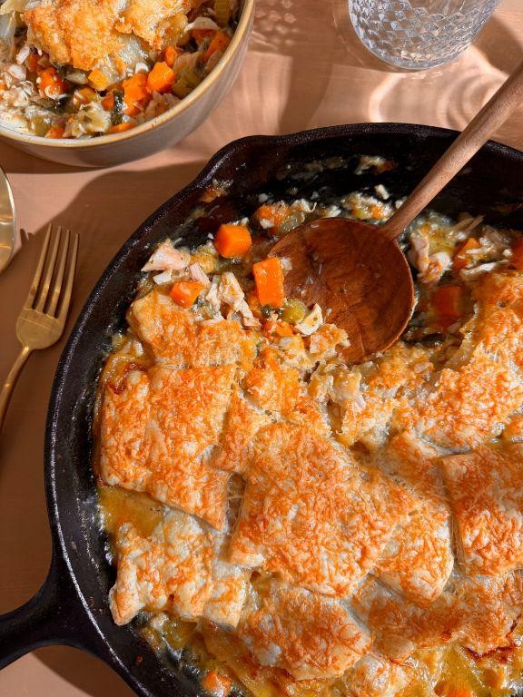 Sweet Potato Chicken Pot Pie with Sage Biscuits