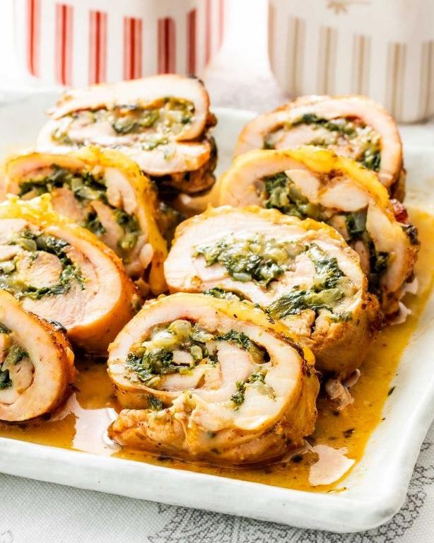 Swiss Cheese and Spinach Stuffed Chicken