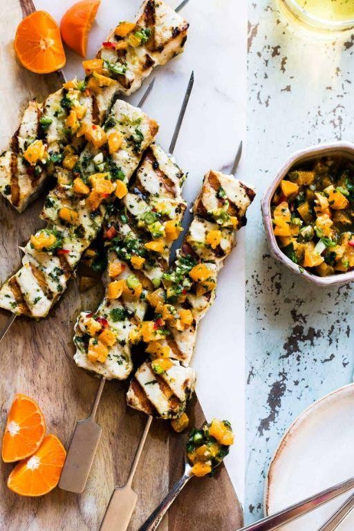 Swordfish Kebabs with Garlic and Herb Marinade