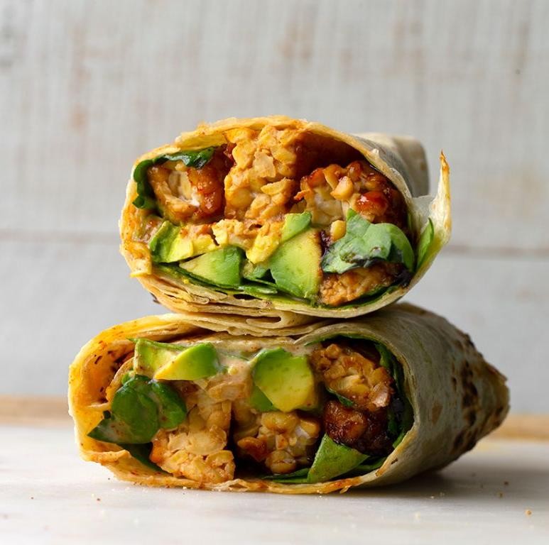 Tempeh Bacon and Avocado Wrap