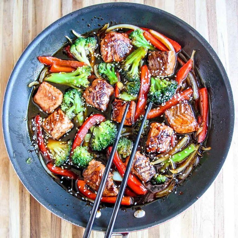Teriyaki Salmon Stir Fry with Vegetables