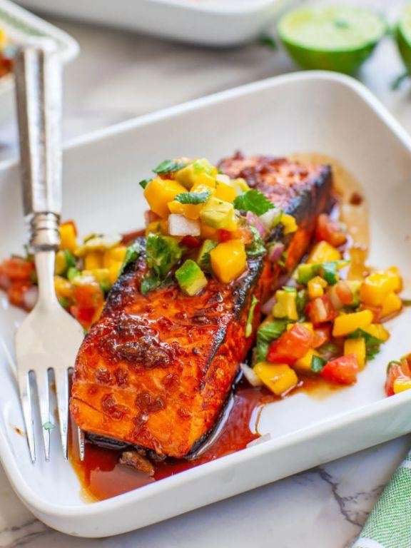 Teriyaki Salmon with Mango Chutney