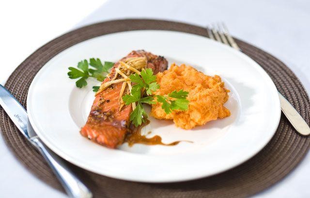 Teriyaki Salmon with Sweet Potato Mash