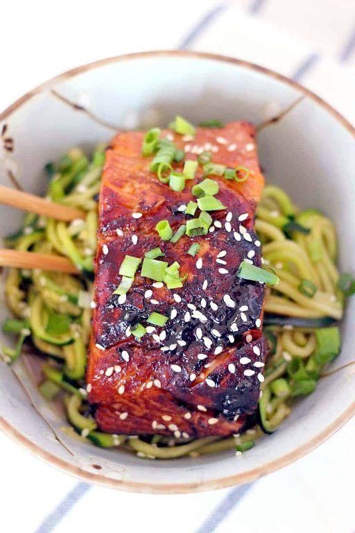Teriyaki Salmon with Zucchini Noodles