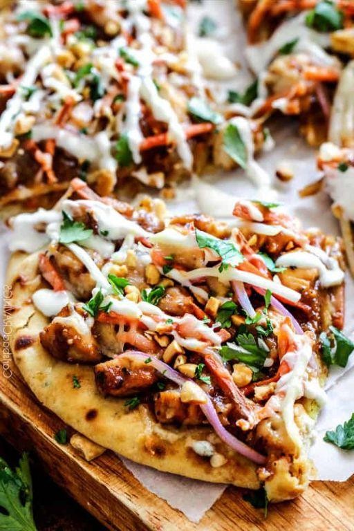 Thai Chicken Naan Pizza