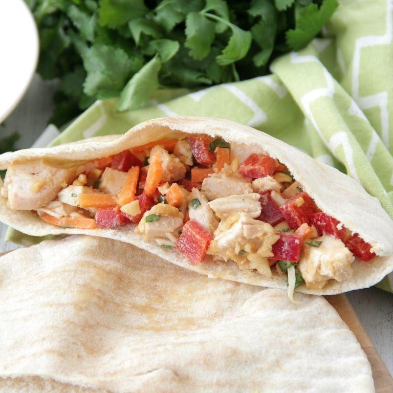 Thai Chicken Pita with Peanut Sauce