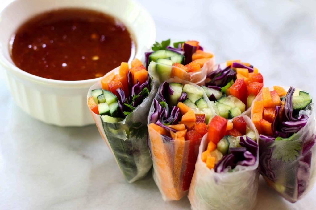 Thai Sweet Chilli Sauce Drizzled Spring Rolls